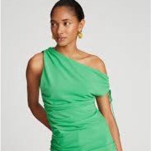 Halston Vibrant Green One-Shoulder Dress